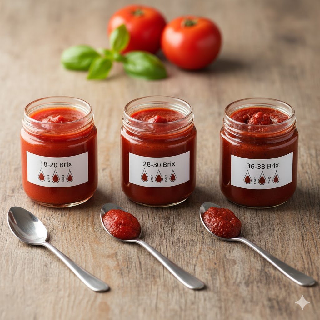 ٹماٹر کے پیسٹ کے لیے مختلف رنگ اور بریکس